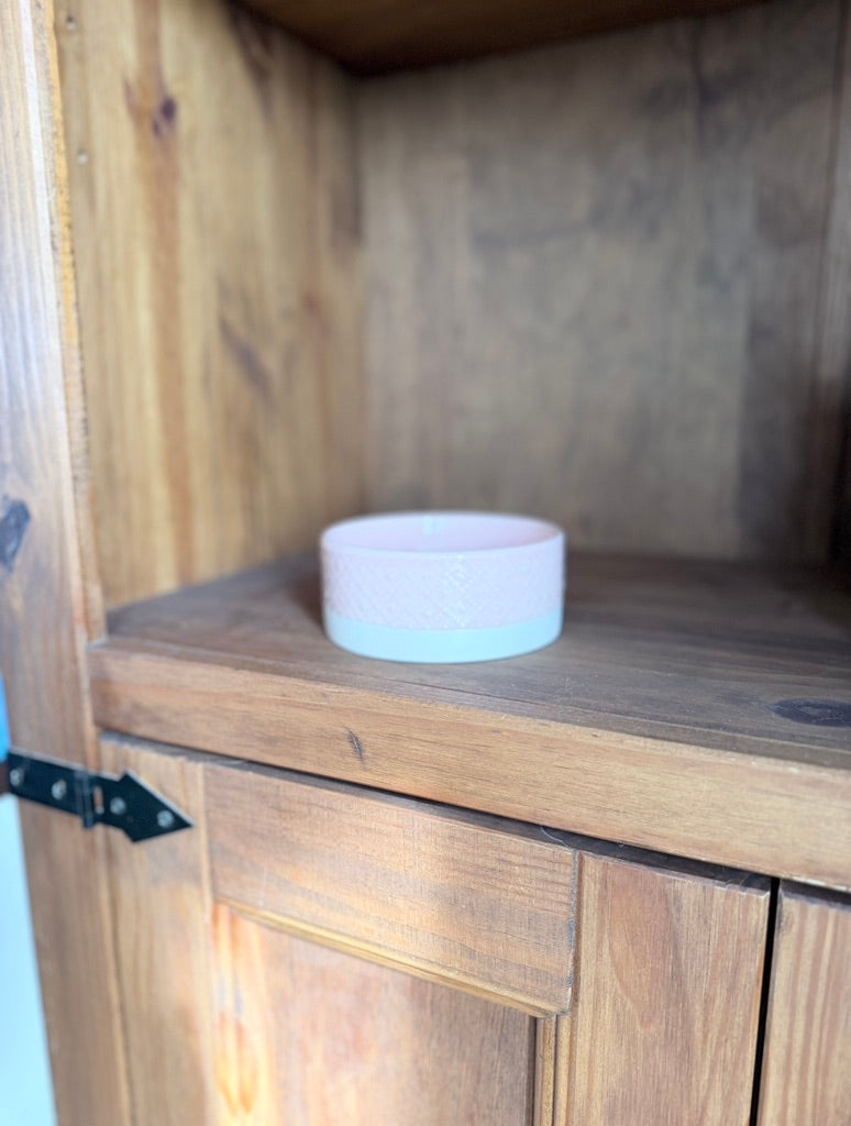 Pink & White Dog Bowl - Small